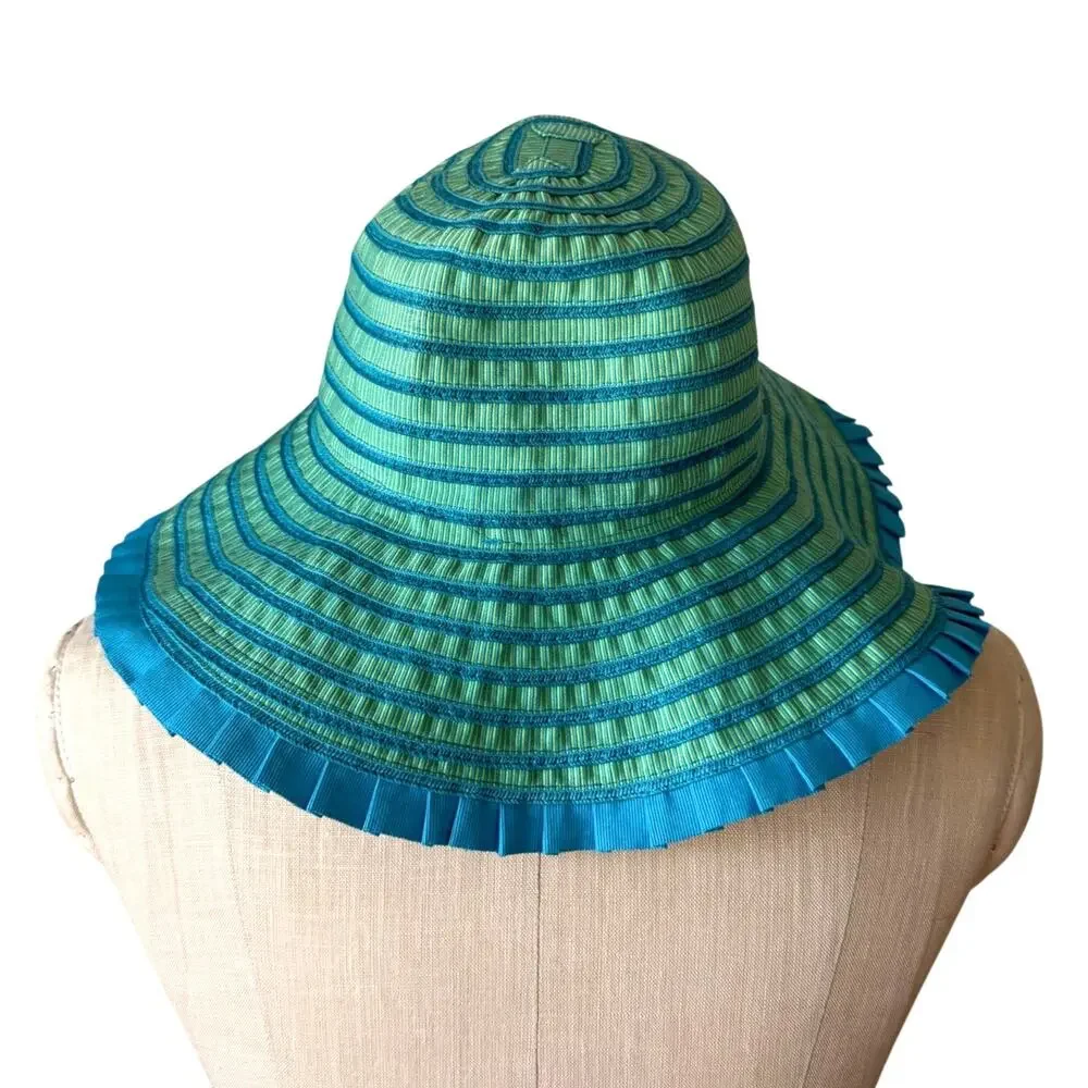 Betmar Espanola Way Ribbon Sun Hat in Turquoise and Green Packable